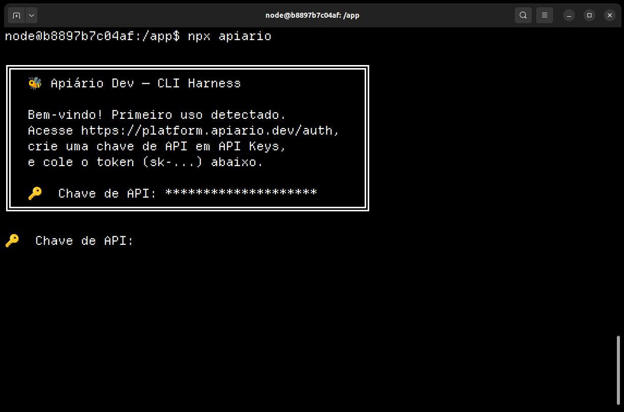 Wizard do CLI com mensagem de boas-vindas e prompt para chave de API